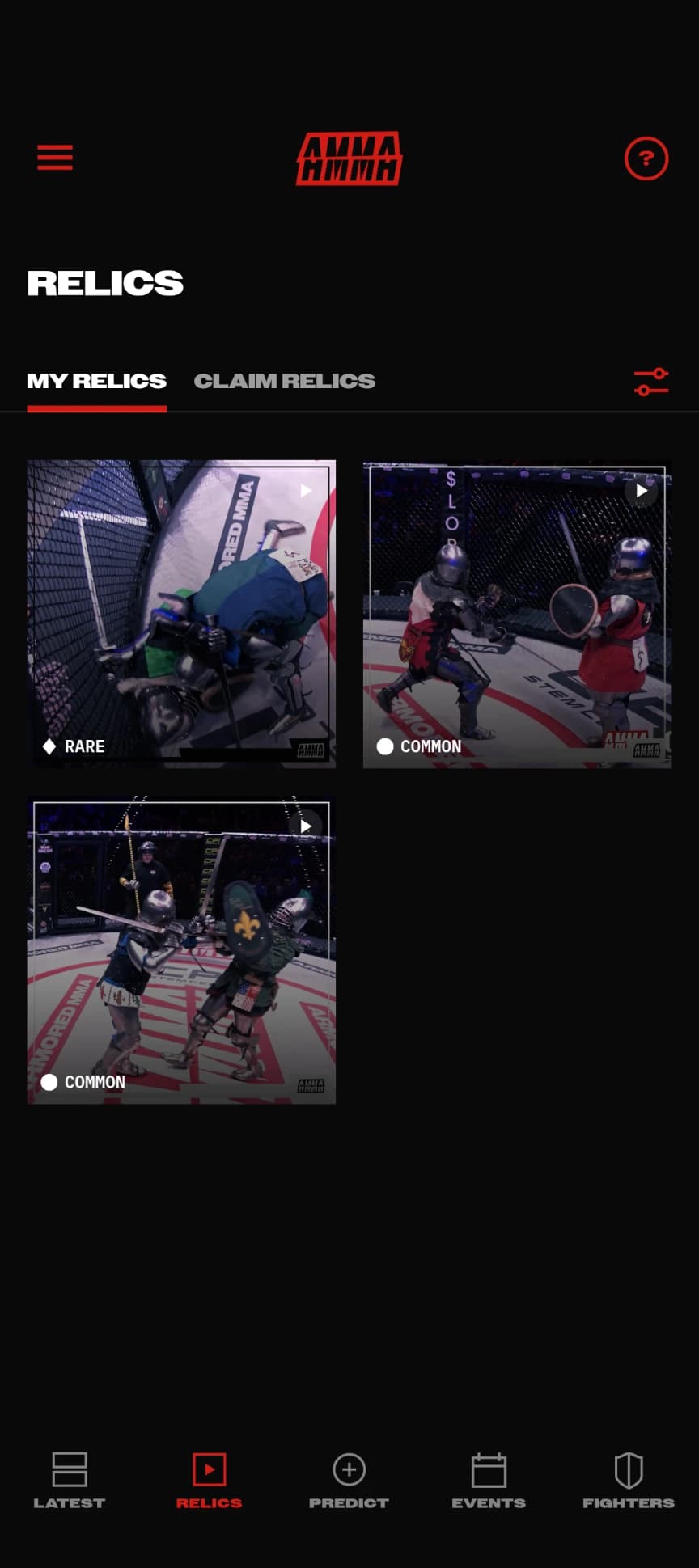 Armored MMA sur mobile — la collection de Relics